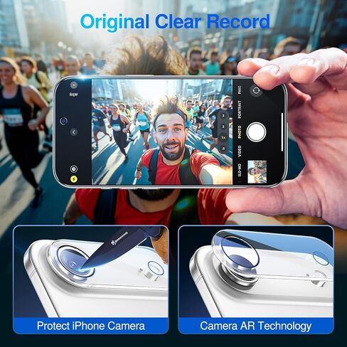 واقي شاشة SmartDevil مكون من 3 قطع لهاتف iPhone 14 Pro Max مع واقي عدسة كاميرا مكون من 3 قطع، غشاء زجاجي مقوى شفاف 9H، تركيب فائق السرعة (خالي من الغبار والفقاعات)، أداة محاذاة in Kuwait