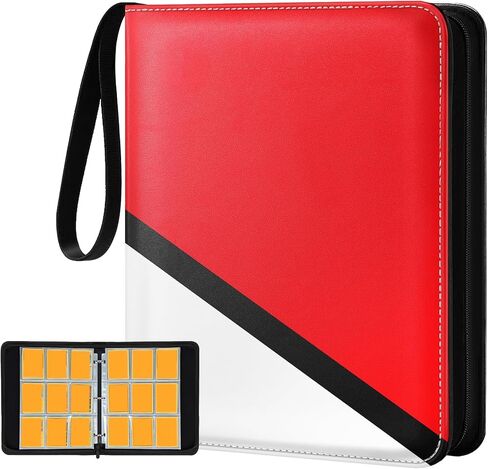 for 9 Pocket Card Binder for 900 Cards - Large Capacity Trading Card Collection Album Folder with Zipper for Women Teens Girls Red White Design for Sports Cards Game Cards in Kuwait