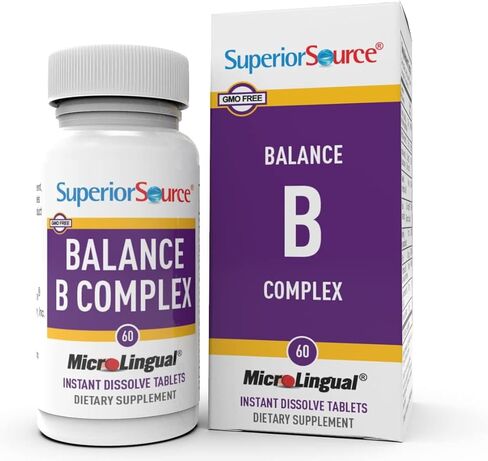 مصدر متفوق مركب B النسائي، أقراص MicroLingual سريعة الذوبان، 60 قيراط، B12 (1000 ميكروغرام) + B1، B2، B3، B5، B6، B7 وحمض الفوليك (B9)، الإجهاد، دعم القلب والمناعة، زيادة التمثيل الغذائي، غير- الكائنات المعدلة وراثيا in Kuwait