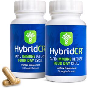 HybridCR الدفاع السريع المناعي | زنك، إشنسا، أندروغرافيس، الجينسنغ، السيلينيوم، خالي من الغلوتين وغير معدل وراثيًا | مكمل دعم المناعة 5 في 1 | تركيبة صيدلية تكفي لمدة شهر (30 كبسولة نباتية) in Kuwait
