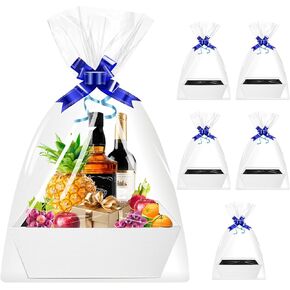 5 عبوات من سلال Uzpomel السوداء للهدايا، سلة هدايا من الورق المقوى مقاس 10 × 8.5 بوصة بمقبض، وسلة ورقية فارغة لعيد الشكر، والكريسماس، وعيد الحب، وعيد الفصح، والسحب، وهدايا الحفلات، وأي مناسبة in Kuwait