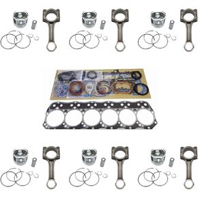 6set Piston Kit Connecting Rod + 1set Full Gasket Kit 105mm 1-12111-345-0 1121113450 Replacement for Isuzu 6BF1 Engine in Saudi Arabia