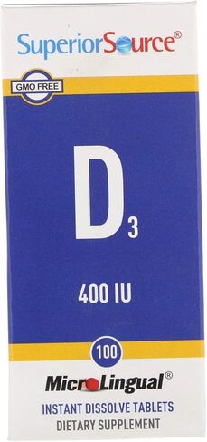 Superior Source Vitamin D3 1000 IU, Quick Dissolve MicroLingual Tablets, 100 Count, Helps Promote Strong Bones and Teeth, Immune Support, Helps Maintain Healthy Muscle Function, Non-GMO in Kuwait