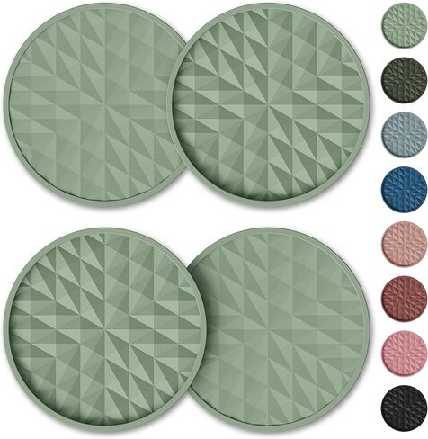 قواعد أكواب السيارة من السيليكون [4 عبوات] سجادات عالمية مقاس 2.75 بوصة غير قابلة للانزلاق، ملحقات داخلية للسيارة، حاملات أكواب السيارة، ديكور قواعد الأكواب، أزرق داكن in Kuwait