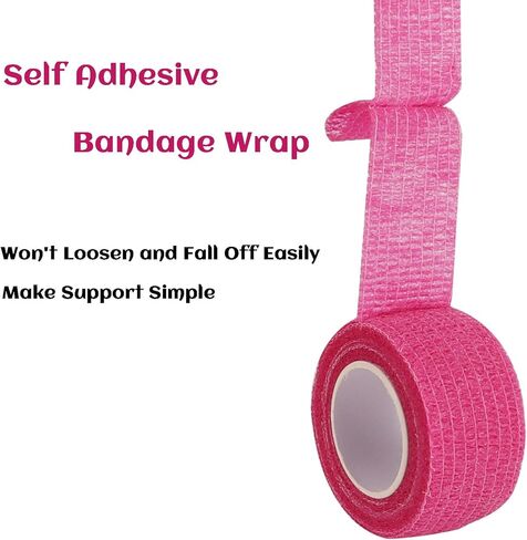 24 Rolls Black Elastic Self Adhesive Bandage Wrap, Breathable Flexible Fabric Non Woven Cohesive Bandage, Ankle Sprains Swelling Medical First Aid Sports Athletic Tape, Dogs Pet Vet Wrap 2" x 5 Yards. in Kuwait