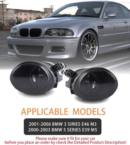 مجموعة مصابيح الضباب AUTOWIKI لـ 2001-2006 BMW 3 Series E46 M3/ 00-03 BMW 5 Series E39 M5 مع عدسة دخان 2 قطعة in Kuwait