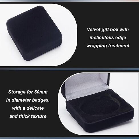 FINGERINSPIRE 4 Pcs 40mm Black Velvet Challenge Coin Storage Gift Box 2.67x2.58x1.4 Square Badge Presentation Display Box Single School Emblem Badge Display Holders Medal Lapel Pin Storage Boxes in Saudi Arabia