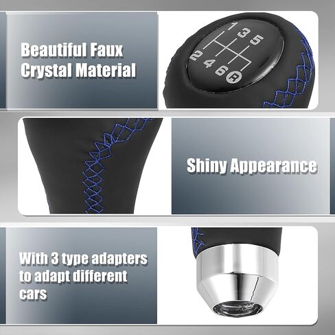 X AUTOHAUX Black Universal 6 Speed Auto Car Gear Lever Shifter Manual Stick Shift Knob PU Leather Blue Stitches in Saudi Arabia