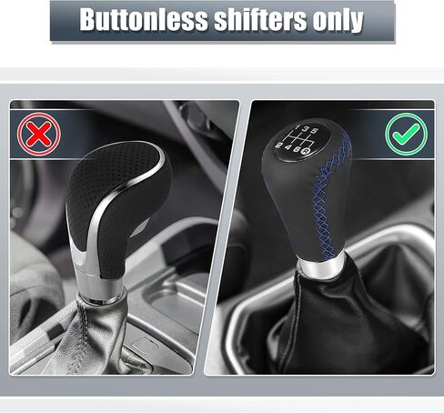 X AUTOHAUX Black Universal 6 Speed Auto Car Gear Lever Shifter Manual Stick Shift Knob PU Leather Blue Stitches in Saudi Arabia