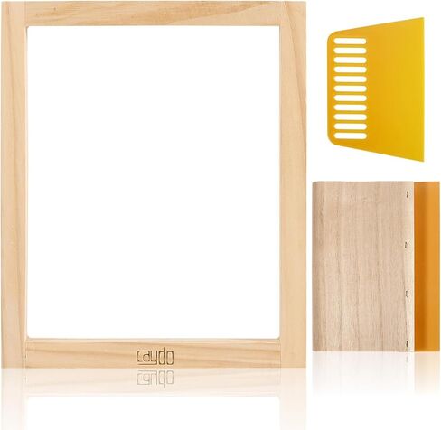Caydo Screen Printing Frame with Screen Printing Squeegee for T-Shirts, Backpacks, Handbags DIY Printing, 8 x 10 Inch Wood Silk Screen with 110 White Mesh in Saudi Arabia