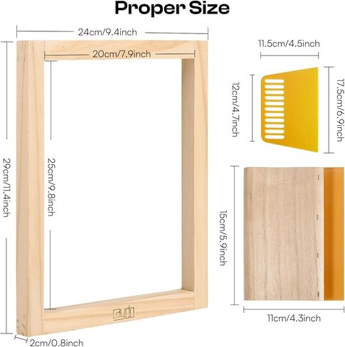 Caydo Screen Printing Frame with Screen Printing Squeegee for T-Shirts, Backpacks, Handbags DIY Printing, 8 x 10 Inch Wood Silk Screen with 110 White Mesh in Saudi Arabia