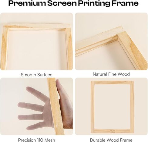 Caydo Screen Printing Frame with Screen Printing Squeegee for T-Shirts, Backpacks, Handbags DIY Printing, 8 x 10 Inch Wood Silk Screen with 110 White Mesh in Saudi Arabia