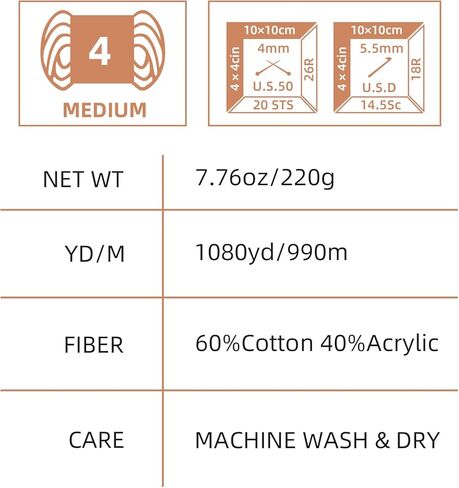 Yarn for Crocheting,60% Cotton 40% Acrylic Multi Color Gradient Cake line,Single roll7.76oz/220g 1080yd/990m,3 Pack.Rainbow in Saudi Arabia