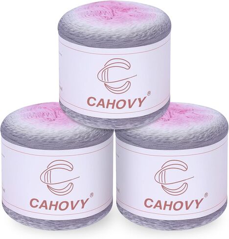 Yarn for Crocheting,60% Cotton 40% Acrylic Multi Color Gradient Cake line,Single roll7.76oz/220g 1080yd/990m,3 Pack.Rainbow in Saudi Arabia