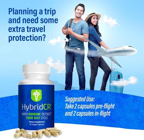 HybridCR Rapid Immune Boost Defense | Zinc, Echinacea, Andrographis, Ginseng, Selenium, Gluten-Free & Non-GMO | 5-In-1 Immune Support Supplement | Pharmacist Formulated 1 Month Supply (30 Veggie Caps) in Kuwait