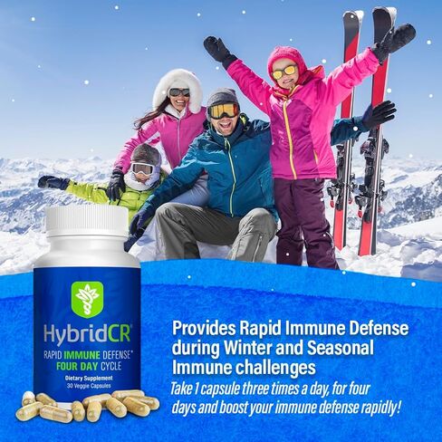 HybridCR Rapid Immune Boost Defense | Zinc, Echinacea, Andrographis, Ginseng, Selenium, Gluten-Free & Non-GMO | 5-In-1 Immune Support Supplement | Pharmacist Formulated 1 Month Supply (30 Veggie Caps) in Kuwait