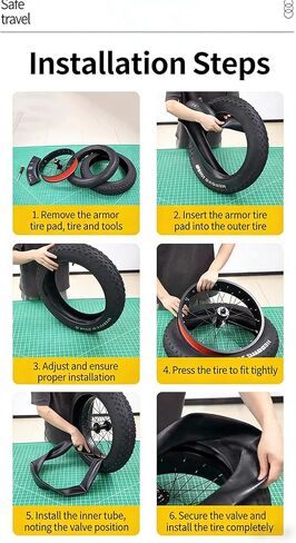 20x4 Inch Armour Tire Insert with Inner Tube, Puncture-Proof Bike Tube Protector for Gravel, Fat, and E-Bikes, No Flat Liner Stops Thorns, Goatheads & More in Saudi Arabia