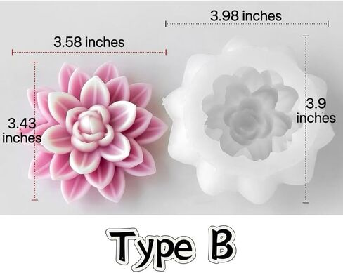 3D Flower Candle Molds for Candle Making Supplies, Lotus Resin Mold Silicone Water Lily Mold for DIY Scented Candles, Soy Wax, Epoxy Resin, Fondant, Cupcake Topper in Saudi Arabia