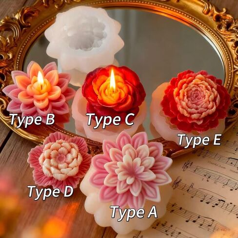 3D Flower Candle Molds for Candle Making Supplies, Lotus Resin Mold Silicone Water Lily Mold for DIY Scented Candles, Soy Wax, Epoxy Resin, Fondant, Cupcake Topper in Saudi Arabia