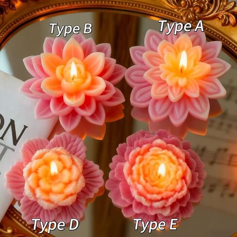 3D Flower Candle Molds for Candle Making Supplies, Lotus Resin Mold Silicone Water Lily Mold for DIY Scented Candles, Soy Wax, Epoxy Resin, Fondant, Cupcake Topper in Saudi Arabia