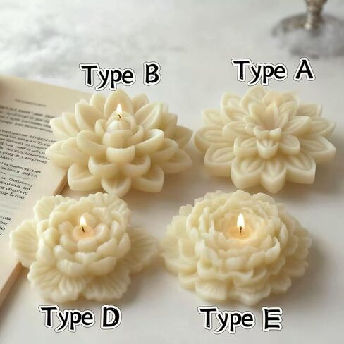3D Flower Candle Molds for Candle Making Supplies, Lotus Resin Mold Silicone Water Lily Mold for DIY Scented Candles, Soy Wax, Epoxy Resin, Fondant, Cupcake Topper in Saudi Arabia