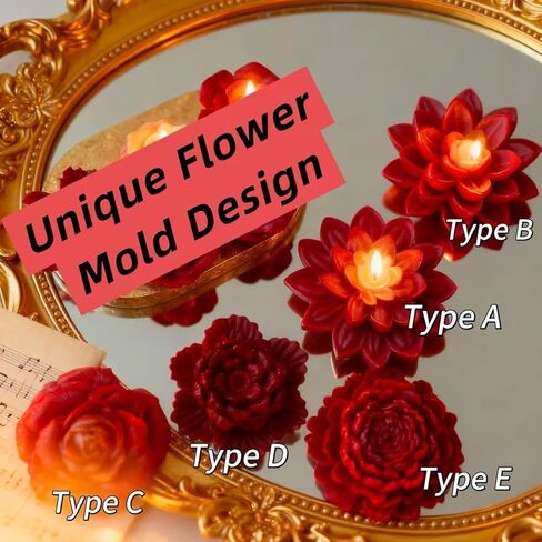 3D Flower Candle Molds for Candle Making Supplies, Lotus Resin Mold Silicone Water Lily Mold for DIY Scented Candles, Soy Wax, Epoxy Resin, Fondant, Cupcake Topper in Saudi Arabia