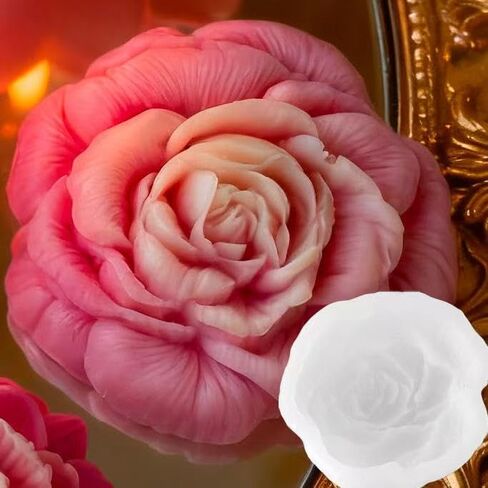 3D Flower Candle Molds for Candle Making Supplies, Lotus Resin Mold Silicone Water Lily Mold for DIY Scented Candles, Soy Wax, Epoxy Resin, Fondant, Cupcake Topper in Saudi Arabia