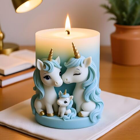 3D Fantasy Animal Unicorn Candle Mold Unicorn Family Relief Column Silicone Candle Molds for Candles Making Resin Casting Aromatherapy Candles Handmade Wax Home Decor in Saudi Arabia