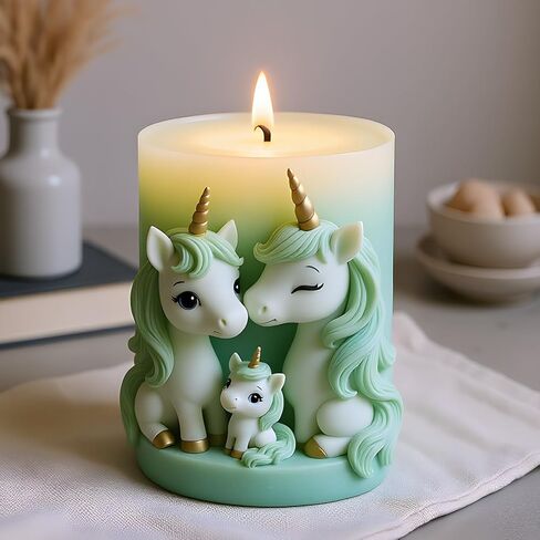 3D Fantasy Animal Unicorn Candle Mold Unicorn Family Relief Column Silicone Candle Molds for Candles Making Resin Casting Aromatherapy Candles Handmade Wax Home Decor in Saudi Arabia