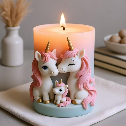 3D Fantasy Animal Unicorn Candle Mold Unicorn Family Relief Column Silicone Candle Molds for Candles Making Resin Casting Aromatherapy Candles Handmade Wax Home Decor in Saudi Arabia