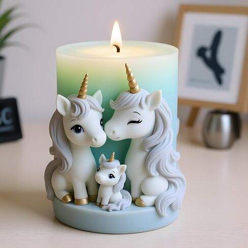 3D Fantasy Animal Unicorn Candle Mold Unicorn Family Relief Column Silicone Candle Molds for Candles Making Resin Casting Aromatherapy Candles Handmade Wax Home Decor in Saudi Arabia