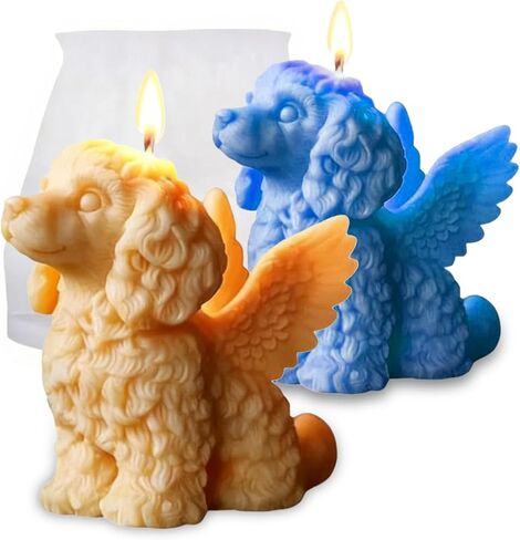 3D Angel Dog Candle Molds for Candle Making, Unique Animal with Wing Pet Memorial Molds for Epoxy Resin Casting Candle Soap Concrete, Cute Puppy Chocolate Cake Fondant Decor Mold DIY Craft in Saudi Arabia