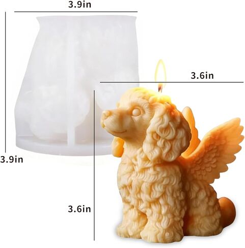 3D Angel Dog Candle Molds for Candle Making, Unique Animal with Wing Pet Memorial Molds for Epoxy Resin Casting Candle Soap Concrete, Cute Puppy Chocolate Cake Fondant Decor Mold DIY Craft in Saudi Arabia