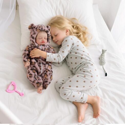 BABESIDE Reborn Baby Doll Clothes Set for 17-22 Inch Dolls, Cozy Babydolls Clothes Onesie with Hat for Lifelike Reborn Baby Doll Accessories, Leopard Print in Saudi Arabia