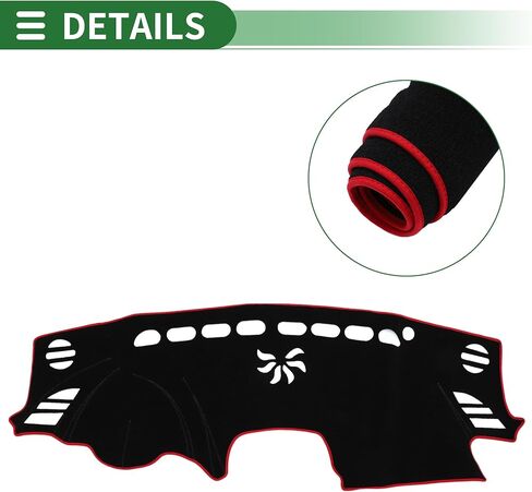 Motoforti Dash Cover, Non-Slip Dashboard Carpet Mat for Mazda 3 2014-2018, Polyester, Black Red in Saudi Arabia