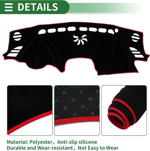 Motoforti Dash Cover, Non-Slip Dashboard Carpet Mat for Mazda 3 2014-2018, Polyester, Black Red in Saudi Arabia