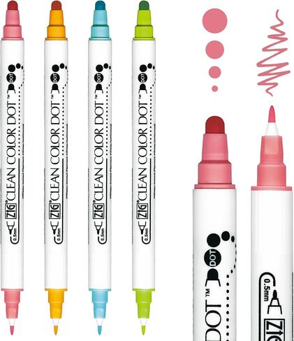 Kuretake Zig 4 Clean Colour Dot Pen Set, zzzz-s, Multi in Saudi Arabia