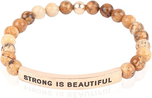 RIAH FASHION Inspirational Quote Message Prayer Beaded Bracelet - Christian Bible Cuff Blessed, Faith, Love, Hope Natural Stone Bead Stretch Bangle in Kuwait