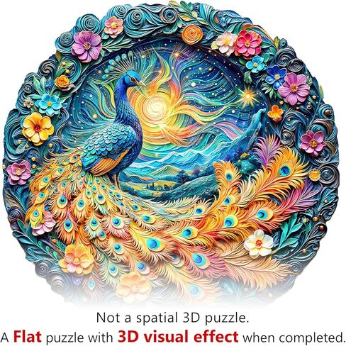 Wooden Puzzles for Adults - Unique Animal Shaped Peacock Puzzle, 3D Vision Wooden Jigsaw Puzzle, Christmas Birthday Gifts for Friends/Family, Home Decor 11.4 * 11.4in 200pcs in Saudi Arabia