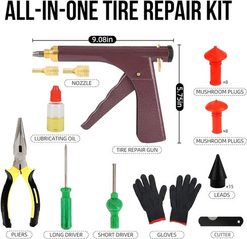 Tire Gun Plug Repair Kit Tire Gun Repair Kit Tire Plug Kit Heavy Duty Professional Car Tire Repair Kit with Plugs Tire Patch Kit Tire Puncture Repair Kit Tire Plug Repair Kit (Green) in Saudi Arabia