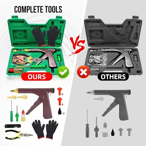 Tire Gun Plug Repair Kit Tire Gun Repair Kit Tire Plug Kit Heavy Duty Professional Car Tire Repair Kit with Plugs Tire Patch Kit Tire Puncture Repair Kit Tire Plug Repair Kit (Green) in Saudi Arabia