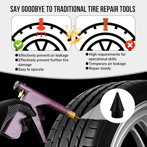 Tire Gun Plug Repair Kit Tire Gun Repair Kit Tire Plug Kit Heavy Duty Professional Car Tire Repair Kit with Plugs Tire Patch Kit Tire Puncture Repair Kit Tire Plug Repair Kit (Green) in Saudi Arabia