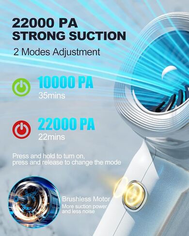 Car Vacuum Portable Cordless,22000Pa 4 in 1 Vacuum Cleaner&Air Duster,120W High Power Brushless Motor Handheld Vacuum Cordless,Type-C Charge,Multi-Nozzles for Car,Home,Office,Pet(Bright Silver) in Saudi Arabia