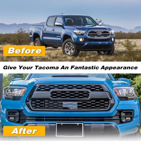 Front Bumper Grille Grill With Radar Garnish Sensor Cover Fit For 2016-2023 Toyota Tacoma Front Upper Grille With Accessories Matte Black in Saudi Arabia