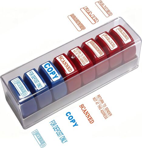 WAFJAMF Office Stamps Set 8-Pack Rubber Business Stamp Portable Self Inking Stamp Kit for Office File Reply Work Info Handling-Red in Saudi Arabia