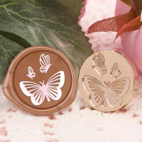 Butterflies Wax Seal Stamp Copper Vintage Detachable Sealing Stamp Brass and A Wood Handle Pattern Stamps Head Letter Invitation Card Wedding Gift Package Holidays in Saudi Arabia