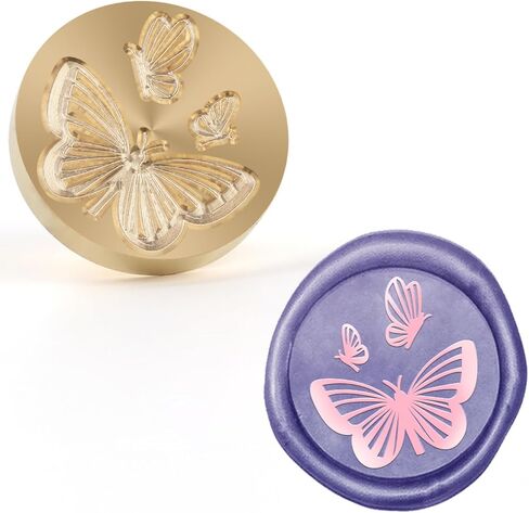 Butterflies Wax Seal Stamp Copper Vintage Detachable Sealing Stamp Brass and A Wood Handle Pattern Stamps Head Letter Invitation Card Wedding Gift Package Holidays in Saudi Arabia