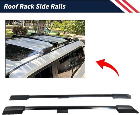 Roof Rack Side Rail Compatible with Toyota Land Cruiser Prado J250 LC250/1958 2024 2025 | Factory Style Design | Aluminum Black Roof Top Luggage Carrier 2Pcs in Saudi Arabia
