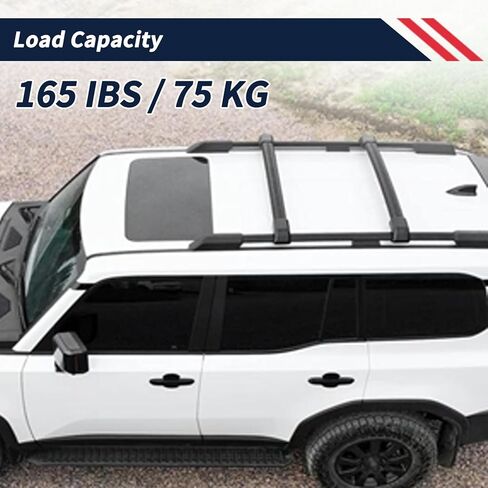 Roof Rack Side Rail Compatible with Toyota Land Cruiser Prado J250 LC250/1958 2024 2025 | Factory Style Design | Aluminum Black Roof Top Luggage Carrier 2Pcs in Saudi Arabia