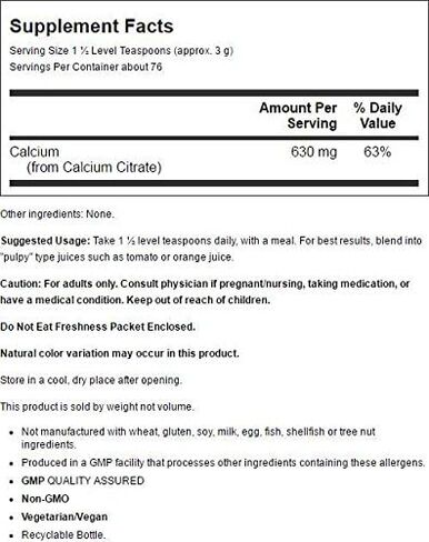 NOW Supplements, Calcium Citrate Powder, Highly Bioavailable Calcium, Supports Bone Health*, 8-Ounce in Kuwait